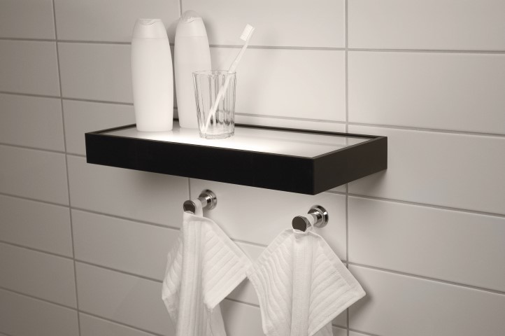 Vägghylla med belysning – svarteloxerad aluminium - Bild 1