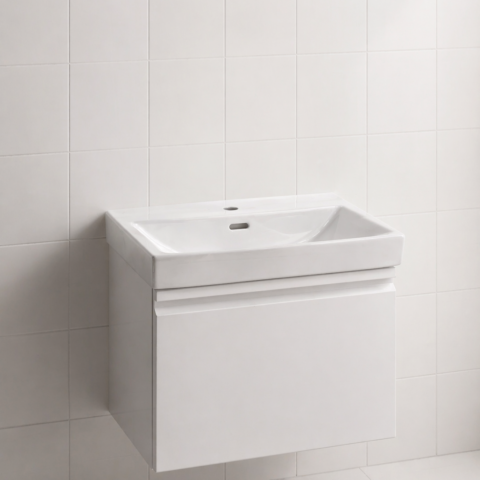 Laufen badrumsmöbel med porslinstvättställ – 60 cm