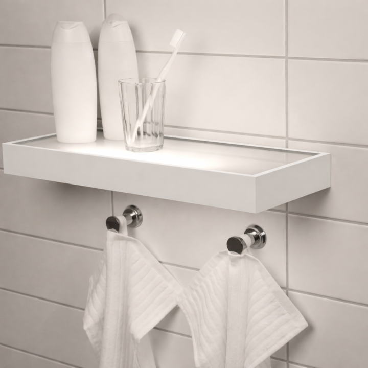 Vägghylla med belysning – natureloxerad aluminium 90 x 20cm